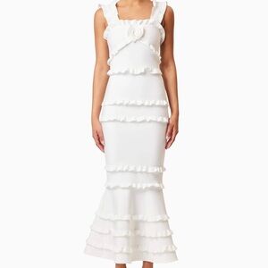 Elliatt Kimberly Frill Maxi Dress in White